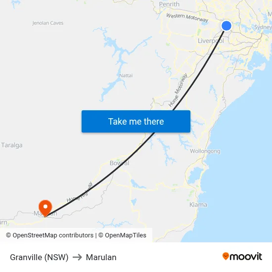 Granville (NSW) to Marulan map