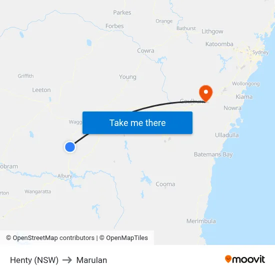 Henty (NSW) to Marulan map