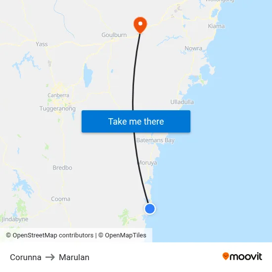Corunna to Marulan map
