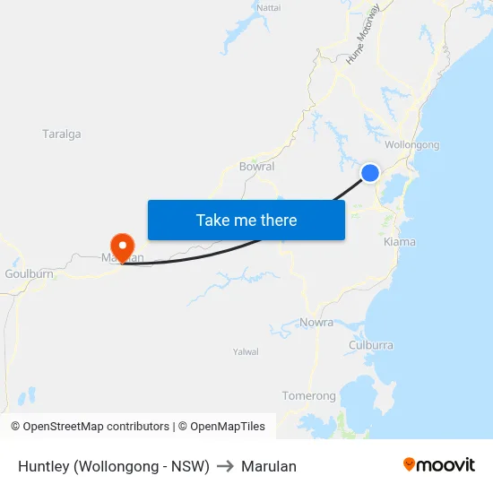 Huntley (Wollongong - NSW) to Marulan map