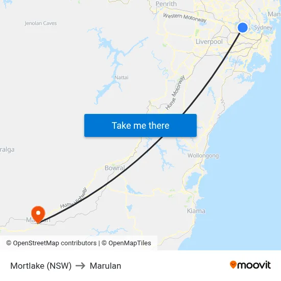 Mortlake (NSW) to Marulan map
