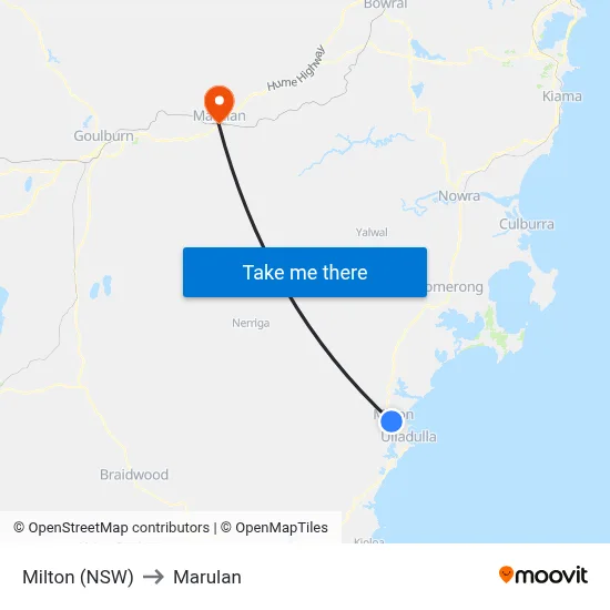 Milton (NSW) to Marulan map