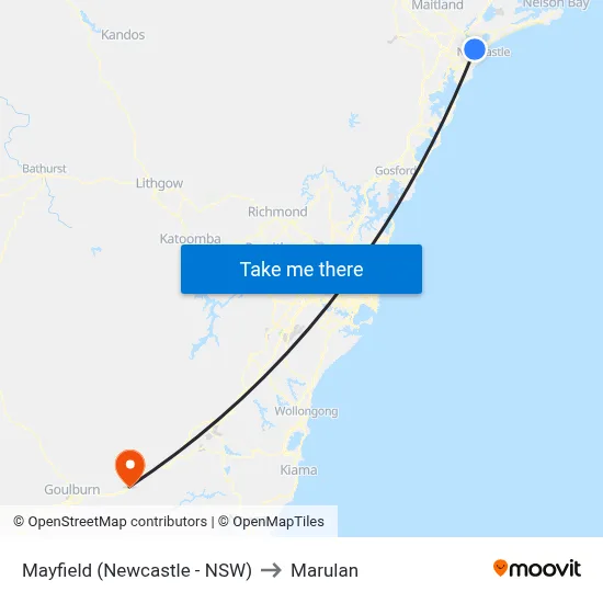 Mayfield (Newcastle - NSW) to Marulan map