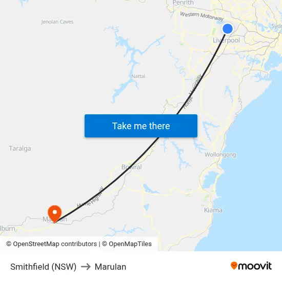 Smithfield (NSW) to Marulan map