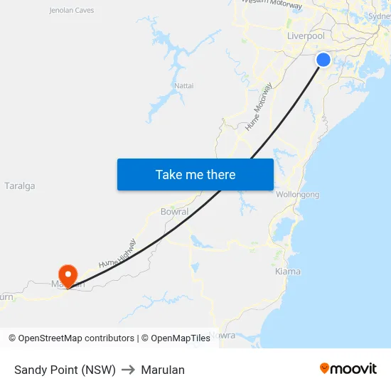 Sandy Point (NSW) to Marulan map