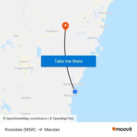Rosedale (NSW) to Marulan map
