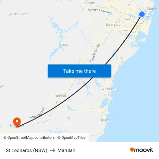 St Leonards (NSW) to Marulan map