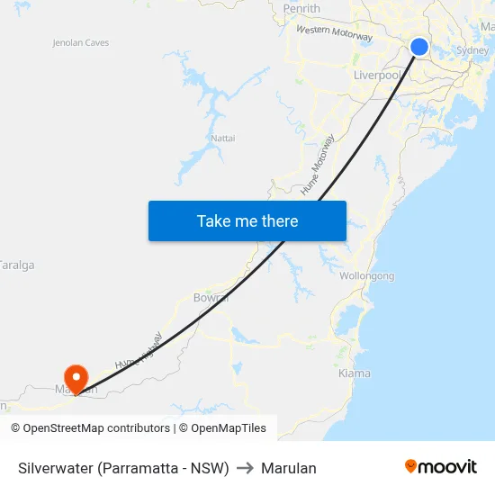 Silverwater (Parramatta - NSW) to Marulan map