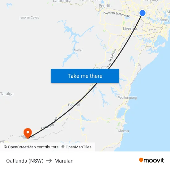 Oatlands (NSW) to Marulan map