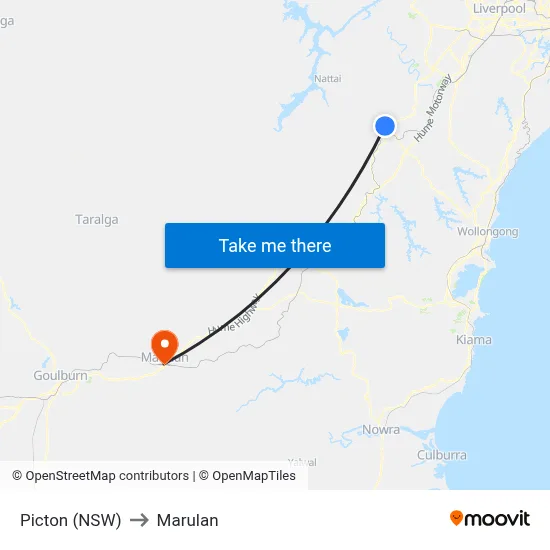 Picton (NSW) to Marulan map