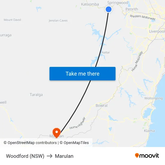 Woodford (NSW) to Marulan map