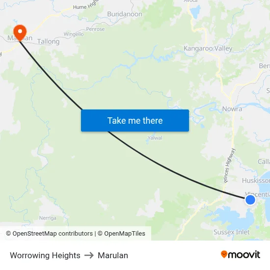 Worrowing Heights to Marulan map