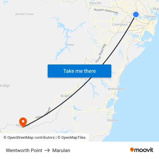 Wentworth Point to Marulan map