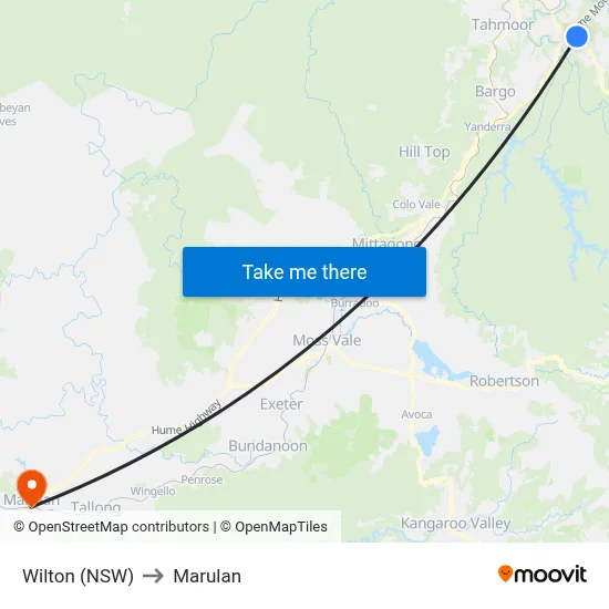 Wilton (NSW) to Marulan map