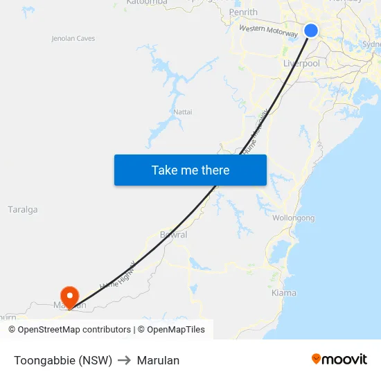Toongabbie (NSW) to Marulan map