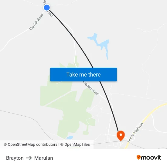 Brayton to Marulan map