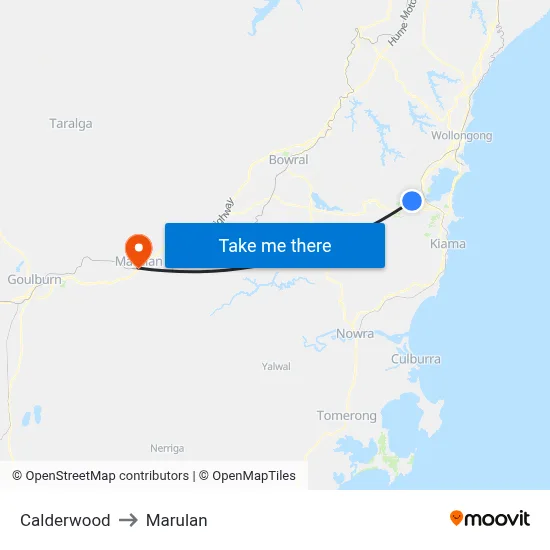 Calderwood to Marulan map