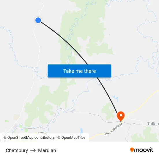 Chatsbury to Marulan map