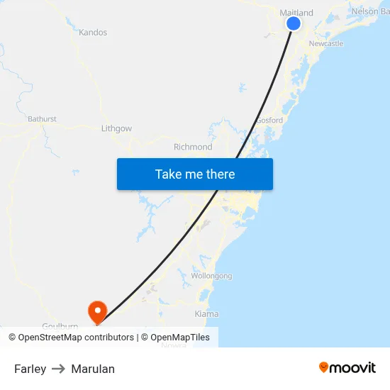 Farley to Marulan map
