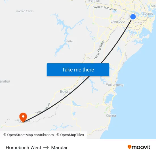 Homebush West to Marulan map