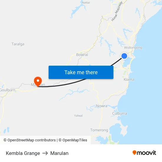 Kembla Grange to Marulan map