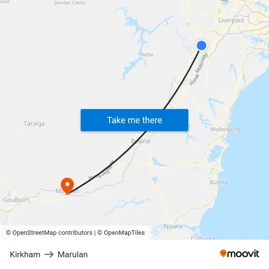 Kirkham to Marulan map