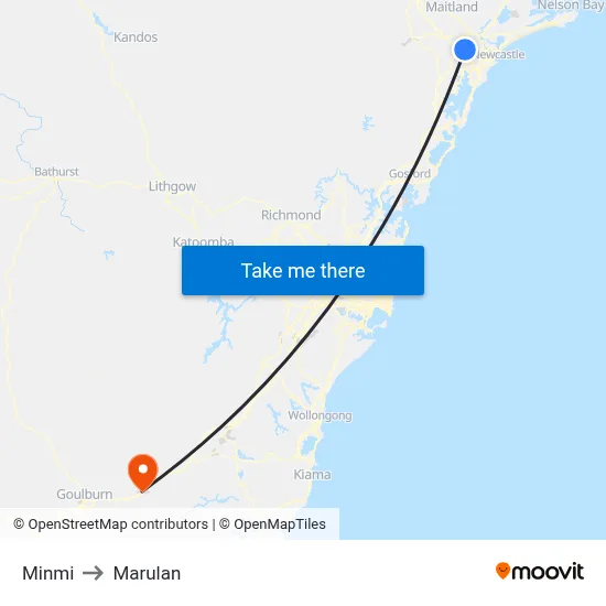 Minmi to Marulan map