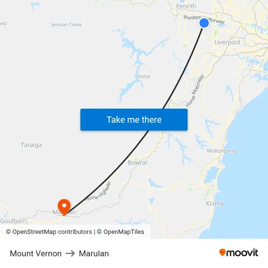 Mount Vernon to Marulan map