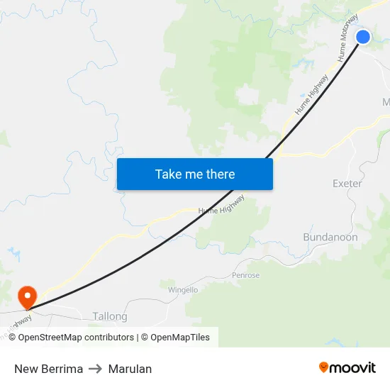 New Berrima to Marulan map