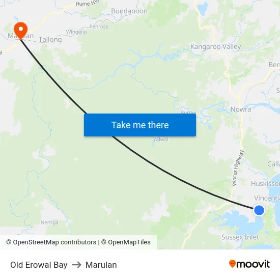 Old Erowal Bay to Marulan map