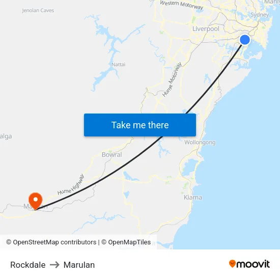 Rockdale to Marulan map
