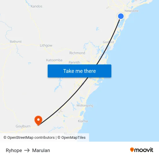 Ryhope to Marulan map