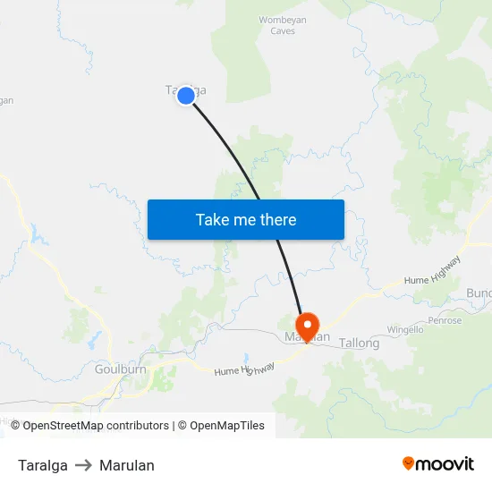 Taralga to Marulan map