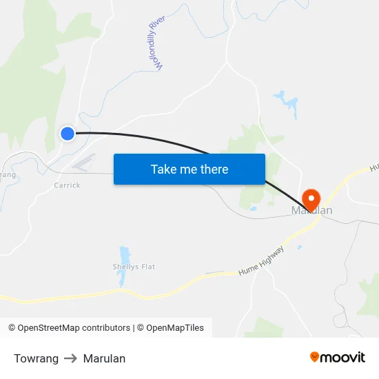 Towrang to Marulan map