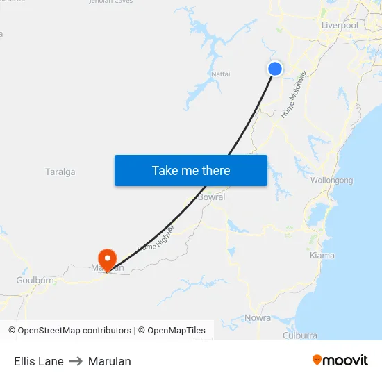 Ellis Lane to Marulan map