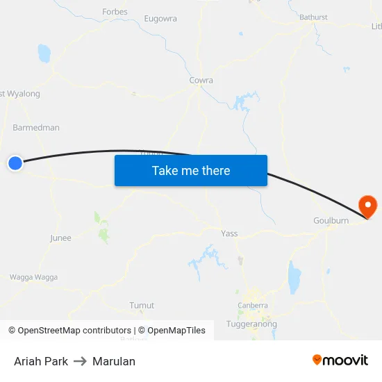 Ariah Park to Marulan map