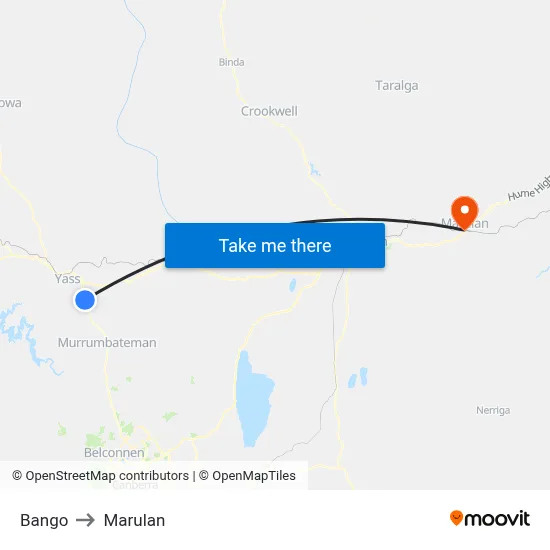 Bango to Marulan map