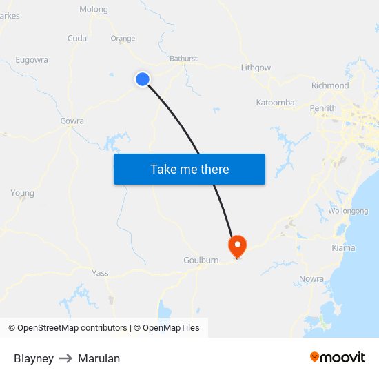 Blayney to Marulan map