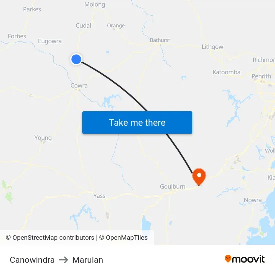 Canowindra to Marulan map