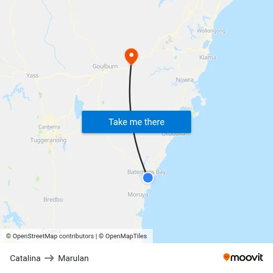 Catalina to Marulan map