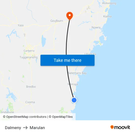 Dalmeny to Marulan map