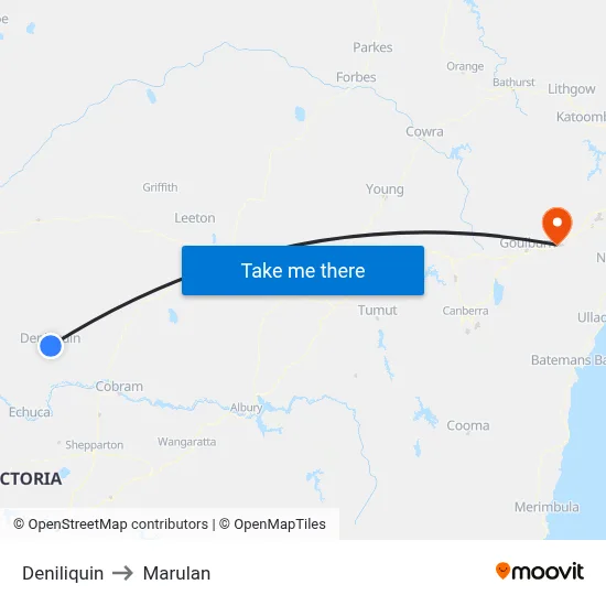 Deniliquin to Marulan map
