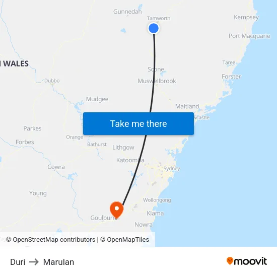 Duri to Marulan map