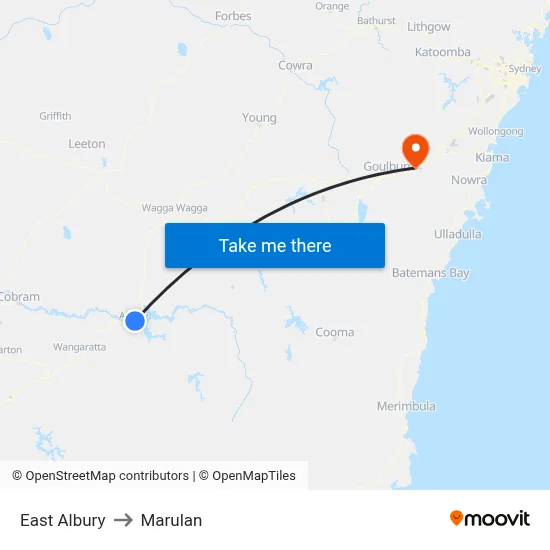 East Albury to Marulan map
