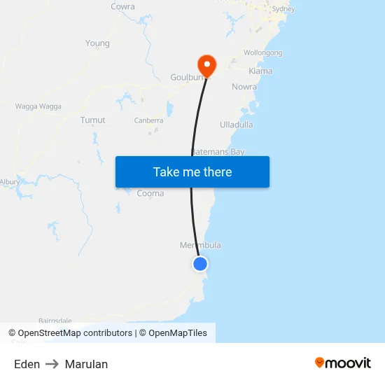 Eden to Marulan map