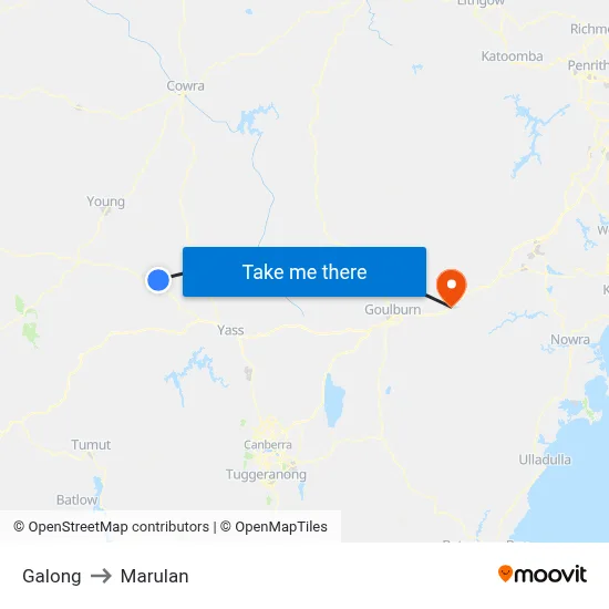 Galong to Marulan map