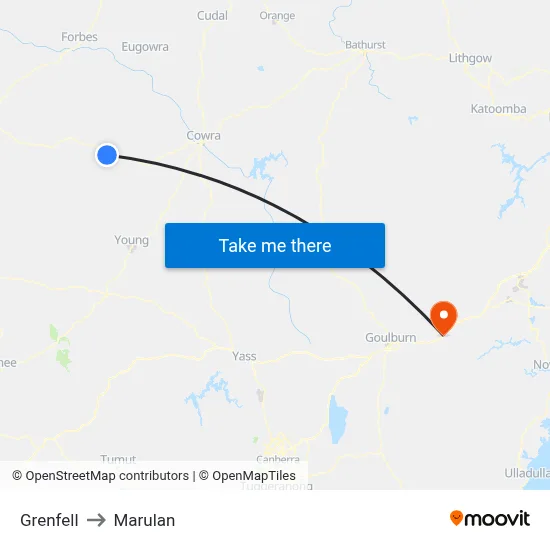 Grenfell to Marulan map