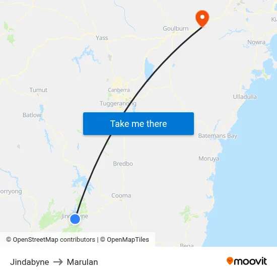 Jindabyne to Marulan map