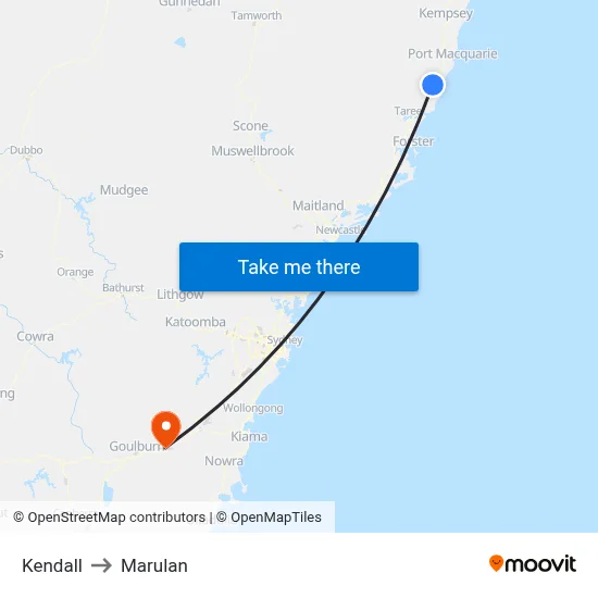 Kendall to Marulan map