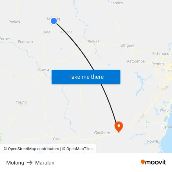 Molong to Marulan map
